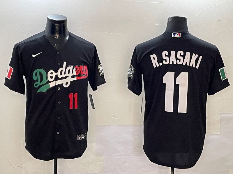 Men Los Angeles Dodgers #11 R.Sasaki Black Fashion Game 2025 Nike MLB Jersey style 5